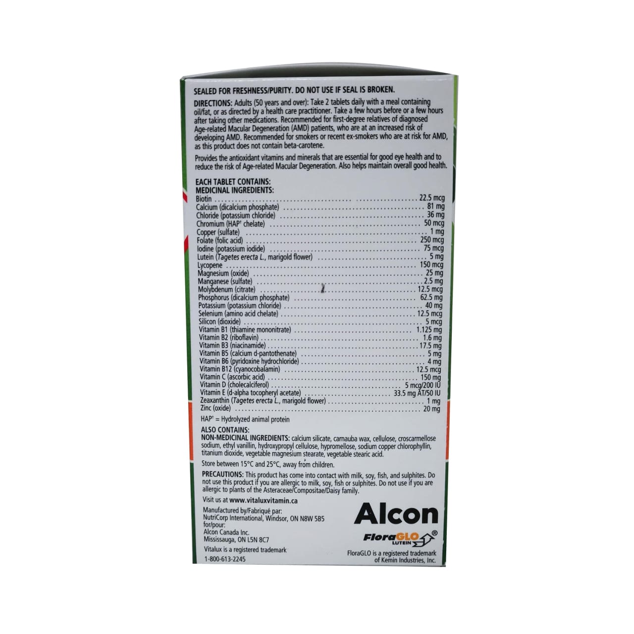 Product details, directions, ingredients, and warnings for Alcon Vitalux Healthy Eyes Complete Multivitamin in English