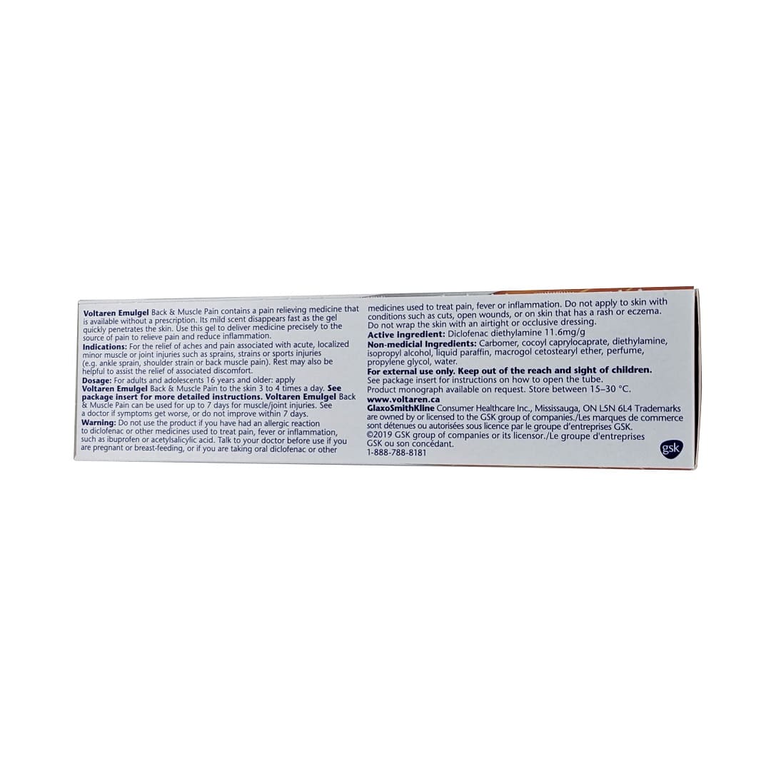 Details, indications, dosage, ingredients and warnings for Voltaren Emulgel Back and Muscle Pain 100g in English