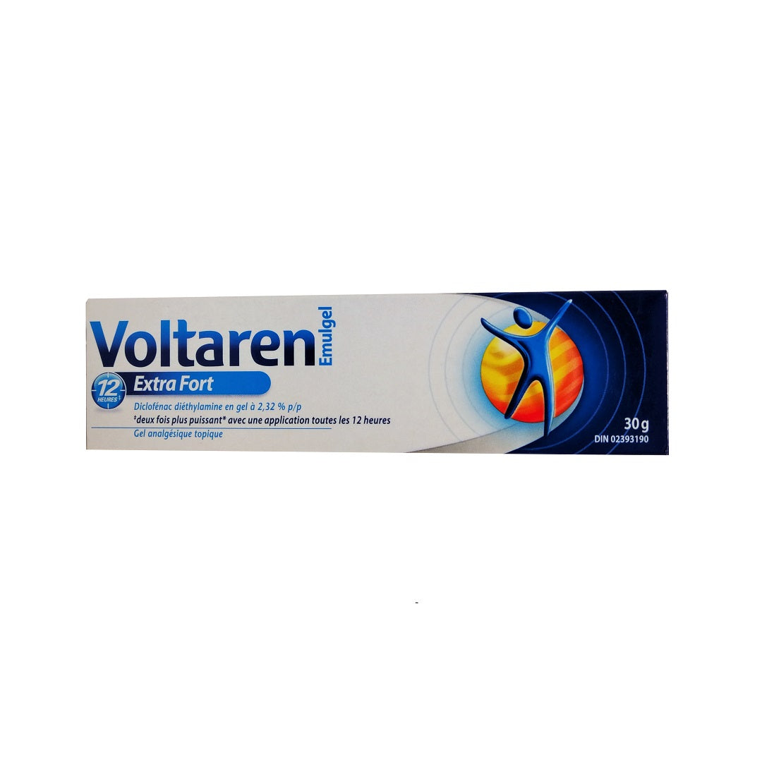 Product label for Voltaren Emulgel Extra Strength Gel 30 g in French