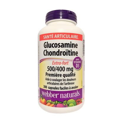 webber naturals Glucosamine Chondroitin Extra Strength 500/400mg (w/ Vitamin D3) (300 capsules)