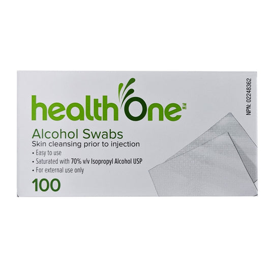 Product label for health One Alcohol Swabs in English