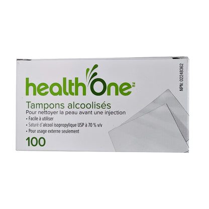 Product label for health One Alcohol Swabs in French