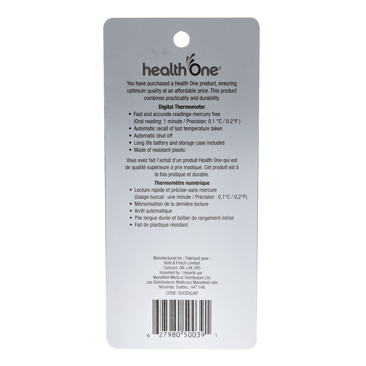 health One Digital Thermometer Dual Scale
