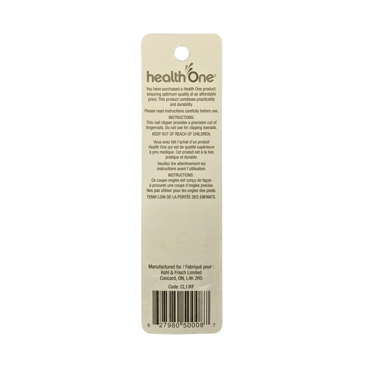 Description and instructions for health One Nail Clipper