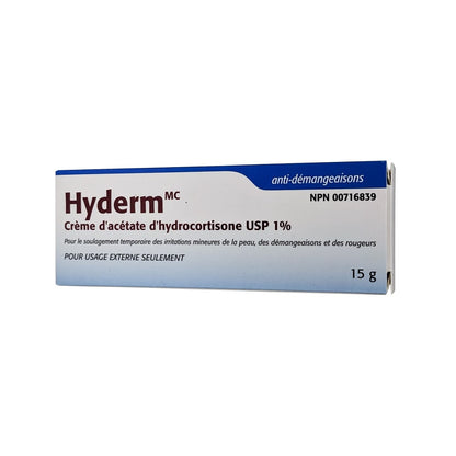 Product label for Taro Hyderm Hydrocortisone Acetate Cream 1% in French