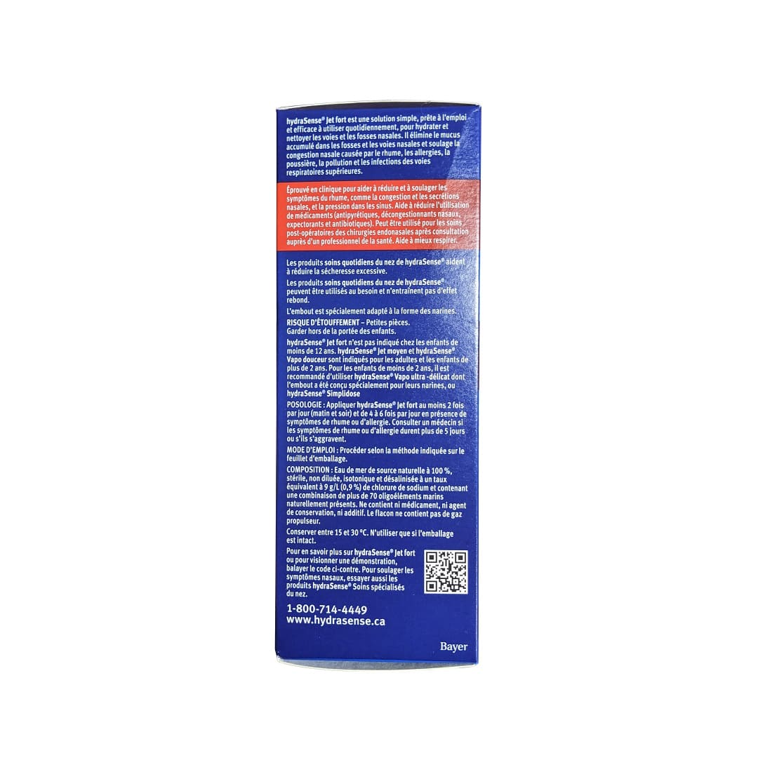 Description, dosage, composition for hydraSense Daily Nasal Care Full Stream (100 mL) in French