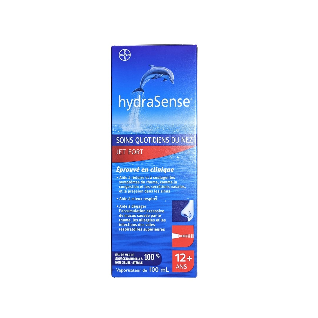Product label for hydraSense Daily Nasal Care Full Stream (100 mL) in French