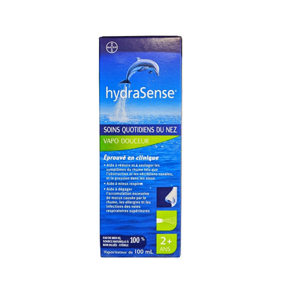Product label for hydraSense Daily Nasal Care Gentle Mist (100 mL) in French