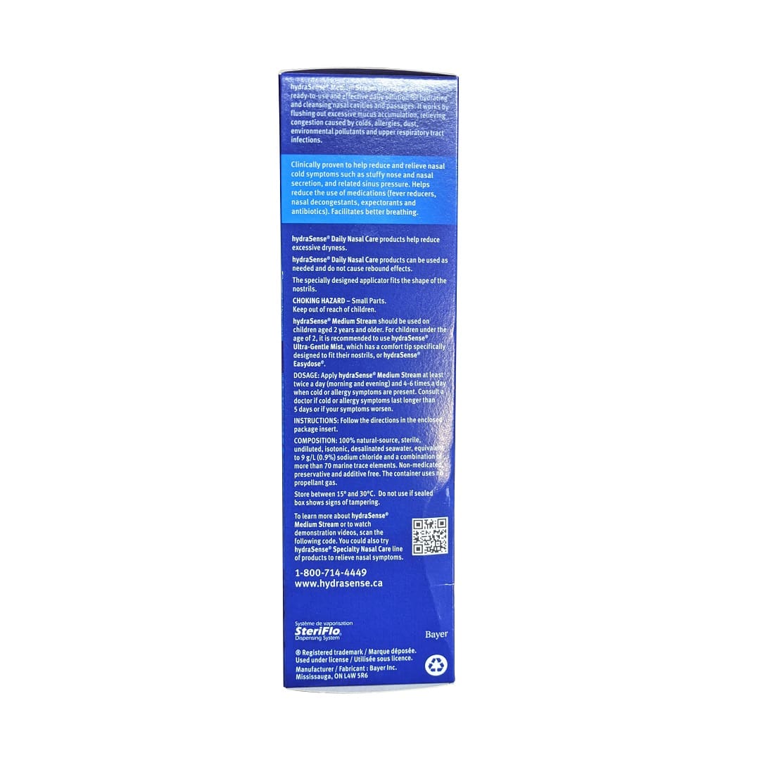 Description, dose, composition for hydraSense Daily Nasal Care Medium Stream (210 mL) in English
