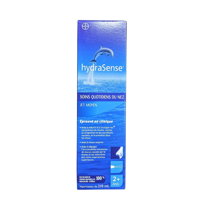 Product label for hydraSense Daily Nasal Care Medium Stream (210 mL) in French