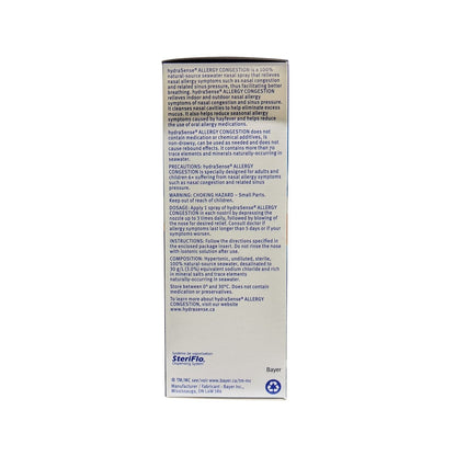 Description, dose, cautions, composition for hydraSense Ultra Congestion Relief Allergy Congestion (100 mL) in English