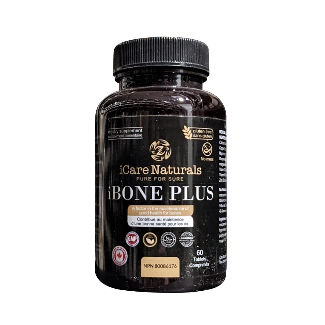Product label for iCare Naturals iBone Plus (60 tablets)
