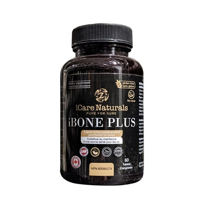 Product label for iCare Naturals iBone Plus (60 tablets)