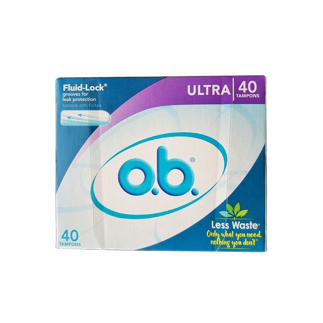 Product label for o.b. Ultra Absorbency Tampons (40 count)