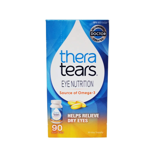 Product label for theratears Eye Nutrition (90 softgels) in English
