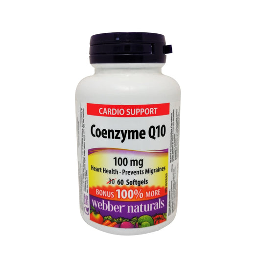 Product label for webber naturals Coenzyme Q10 100mg in English
