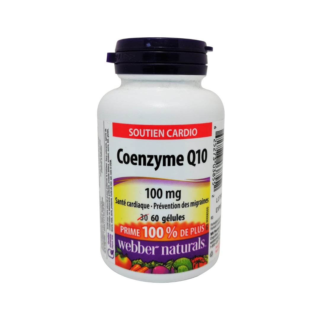 Product label for webber naturals Coenzyme Q10 100mg in French