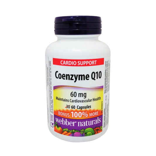 Product label for webber naturals Coenzyme Q10 60mg in English