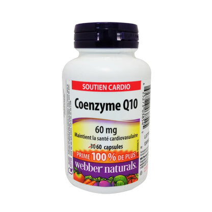 Product label for webber naturals Coenzyme Q10 60mg in French