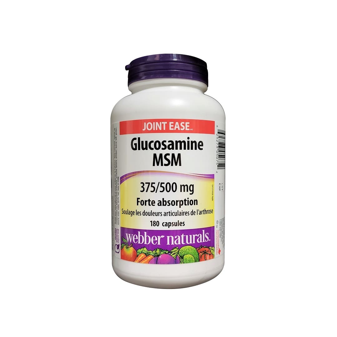 Product label for webber naturals Glucosamine MSM 375/500 mg (180 capsules) in French