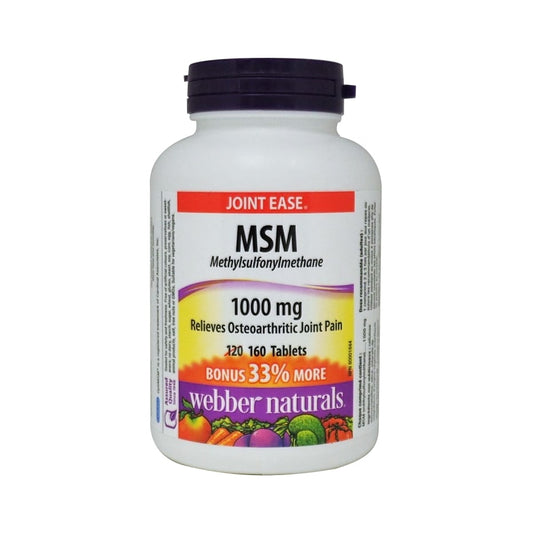 Product label for webber naturals MSM 1000mg in English