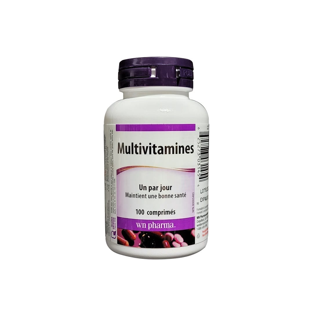 Product label for webber naturals Multivitamins One per Day (100 tablets) in French