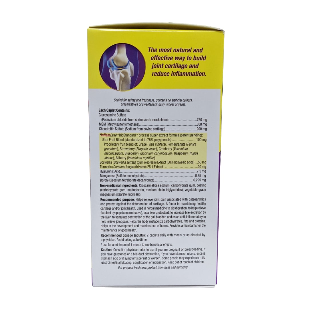Ingredients, dosage, and caution for webber naturals Osteo Joint Ease for Chronis Pain with InflamEase in English