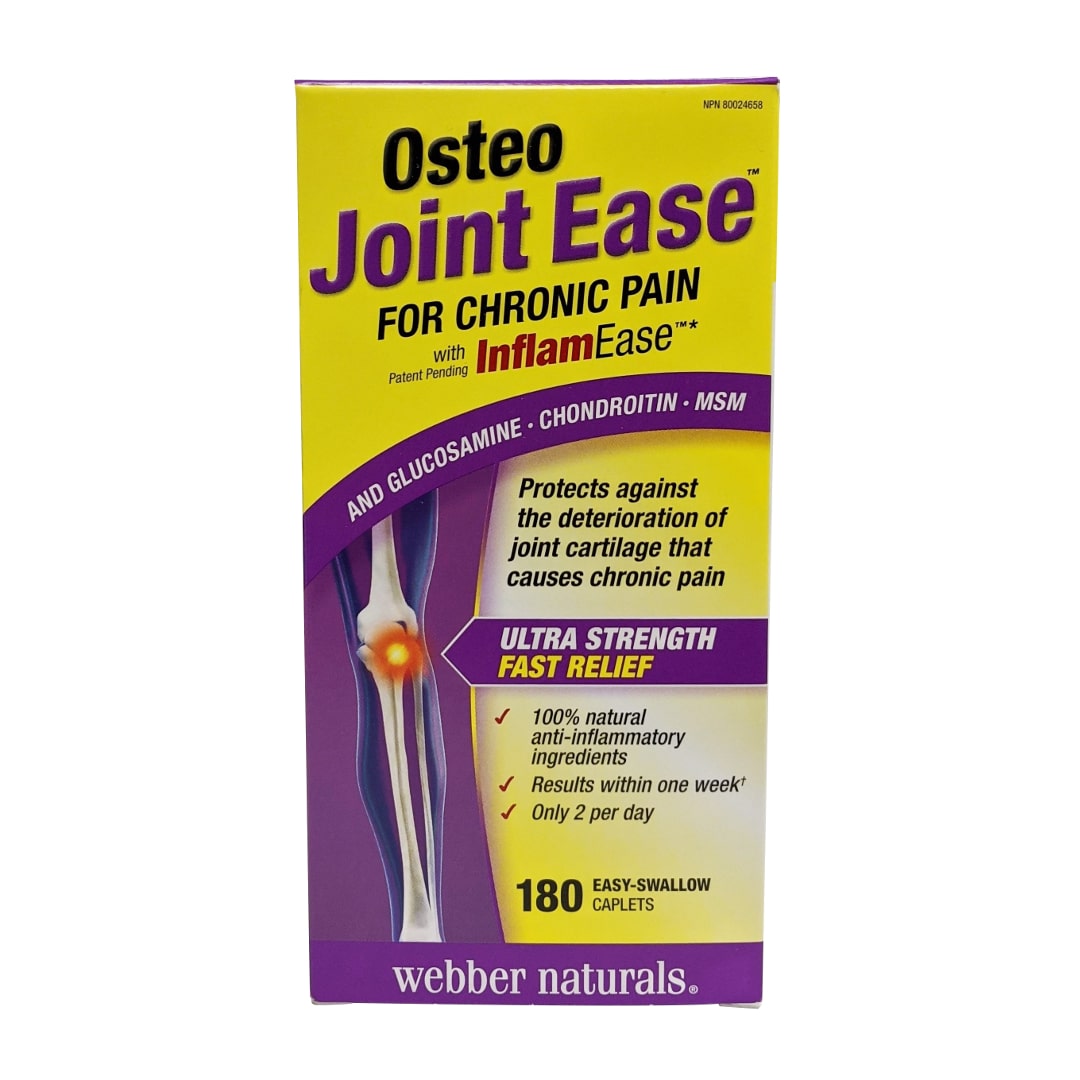 Product label for webber naturals Osteo Joint Ease for Chronis Pain with InflamEase in English