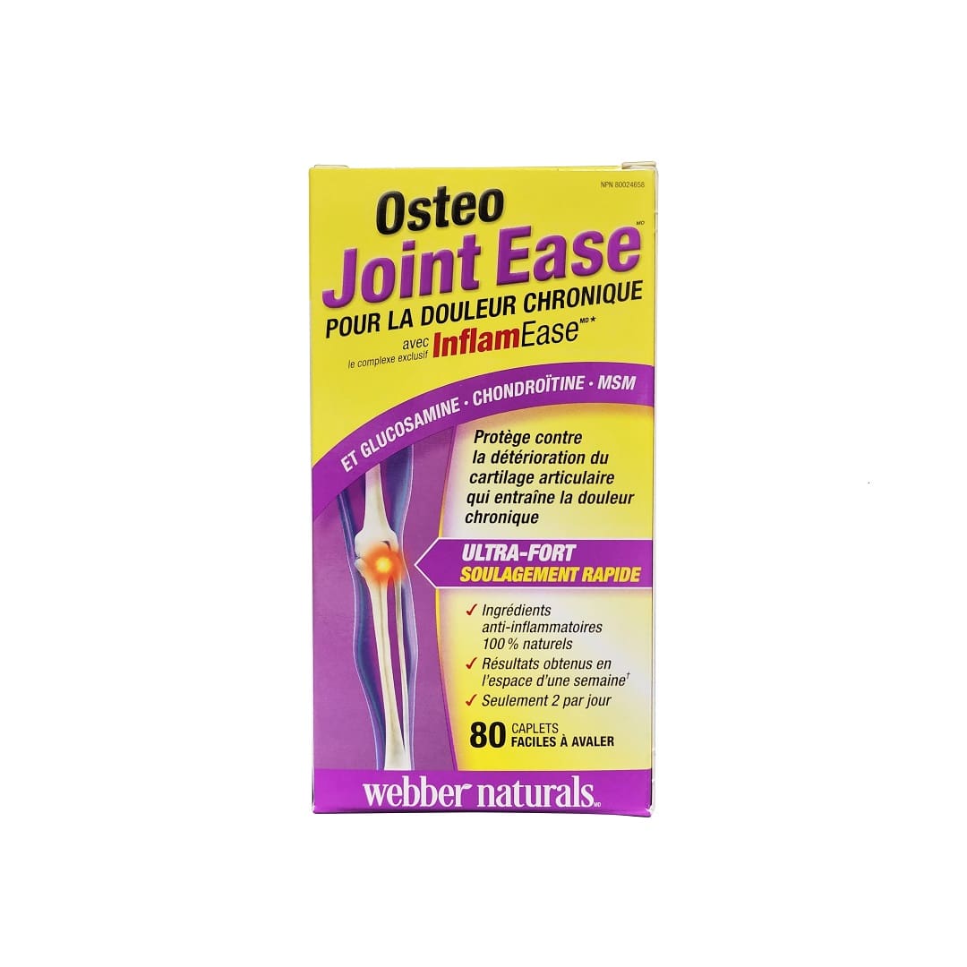Product label for webber naturals Osteo Joint Ease for Chronis Pain with InflamEase (80 caplets) in French