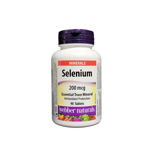 Product label for webber naturals Selenium 200 mcg (90 tablets) in English