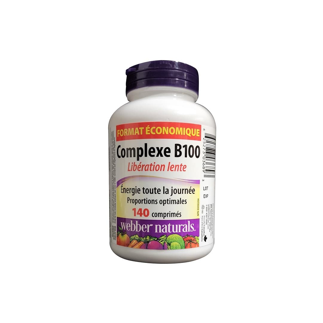 Product label for webber naturals B100 Complex Timed Release (140 tablets) in French