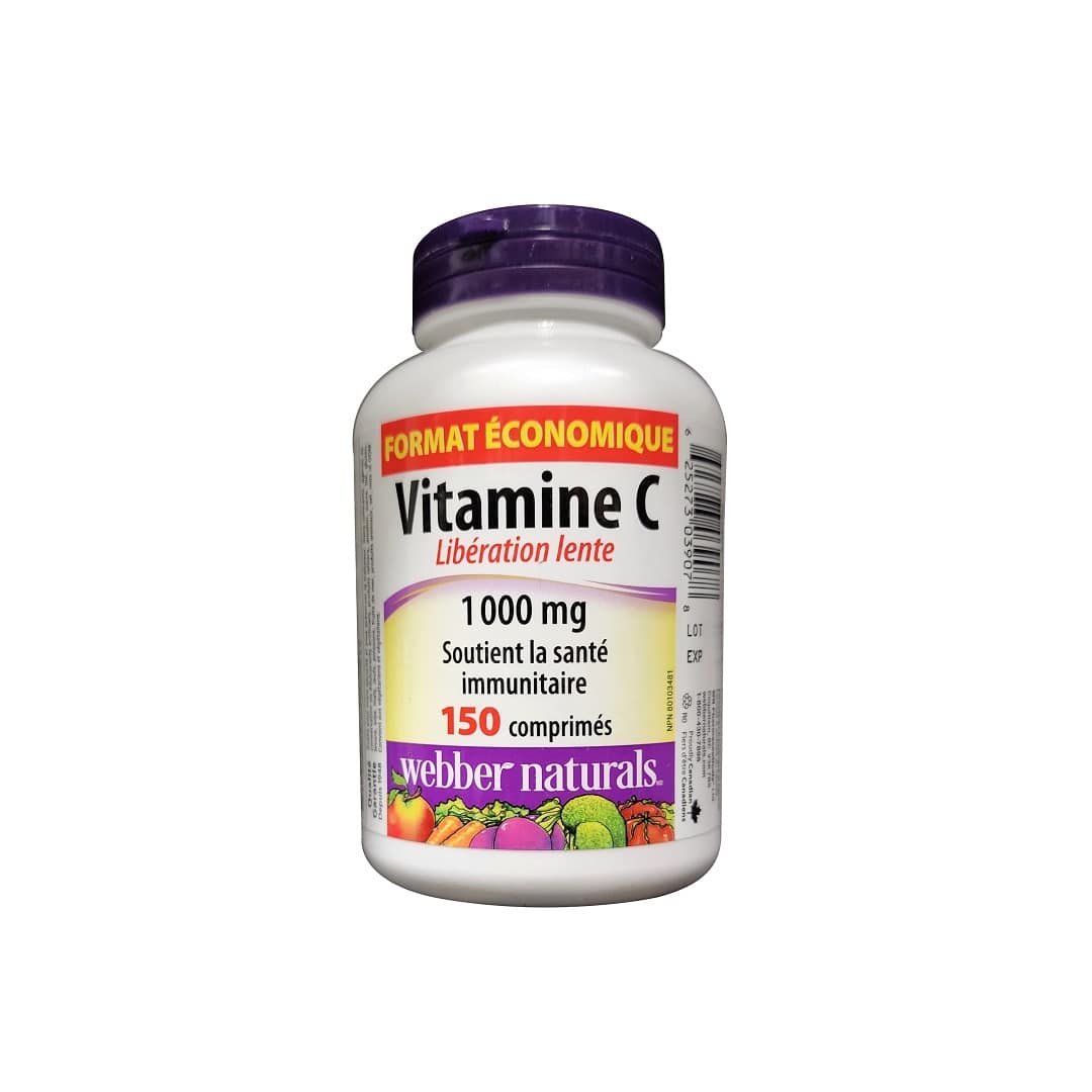Product label for webber naturals Timed Release Vitamin C 1000 mg (150 tablets) in French