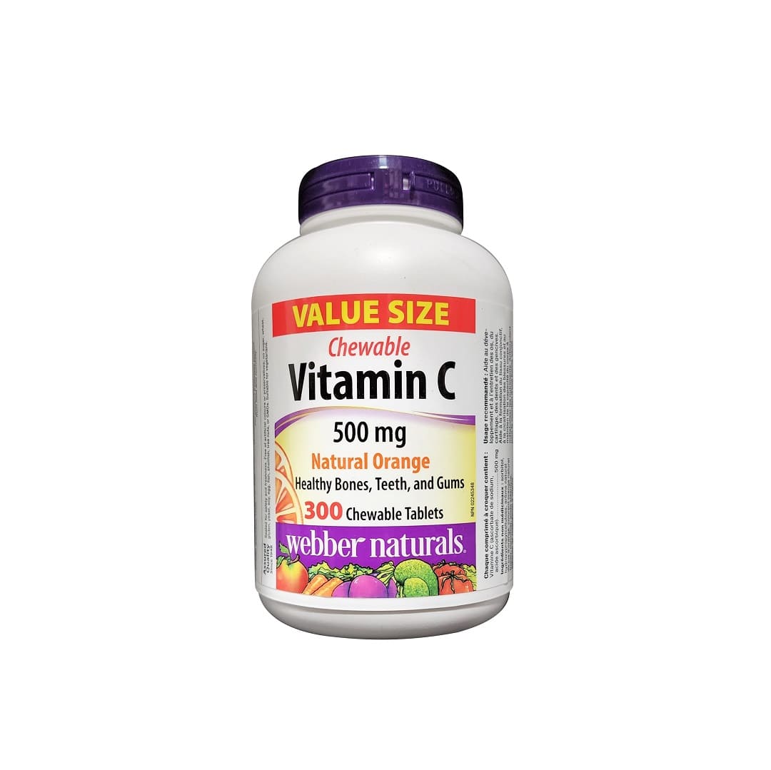 Product label for webber naturals Vitamin C Chewables 500 mg (120 tablets) (Value Size) in English