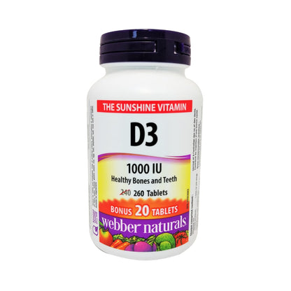 Product label for webber naturals Vitamin D3 1000IU in English