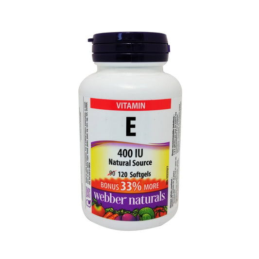 Product lable for webber naturals Vitamin E 400IU in English